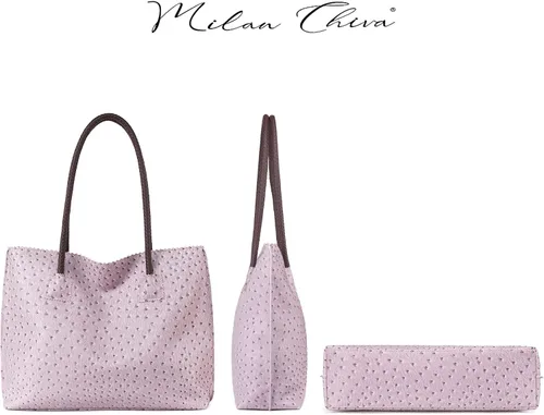 Miniatura 6 de Milan Chiva Bolso de mano para mujer con cremallera, grande, de piel vegana, de avestruz, bolsos de hombro y bolsos