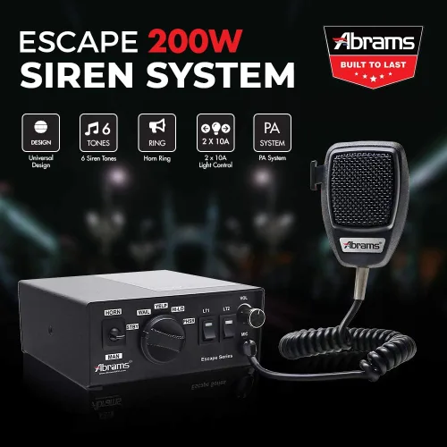 Miniatura 2 de Abrams Sistema PA de sirena de policía para automóvil, sirena de emergencia de escape de 200 W para vehículos, sistema de sirena de montaje