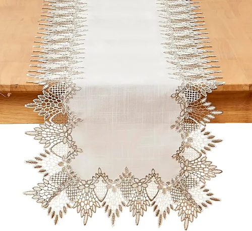 Miniatura 8 de Camino de mesa de lino de encaje rojo oscuro blanco de 36 pulgadas de largo, bufanda de aparador claret, decoración de mesa para Navidad, cocina