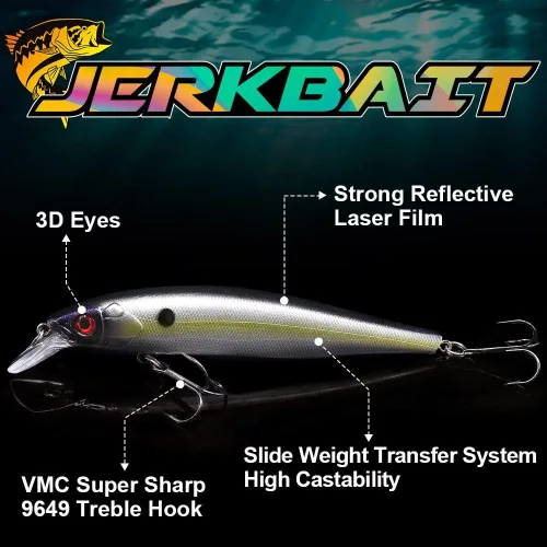 Miniatura 2 de Kit de Señuelo Jerkbait XFISHMAN - Señuelo de Peces Pequeños - Suspendido - Lubina, Lubina de Boca Pequeña, Lucioperca, Lubina de Boca Grande - 1