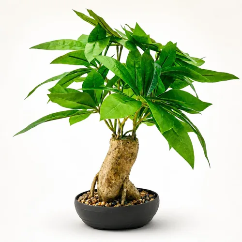 Árbol de dinero falso de 16 pulgadas, árbol de dinero bonsái artificial para buena suerte, pequeña planta sintética en maceta para el hogar,