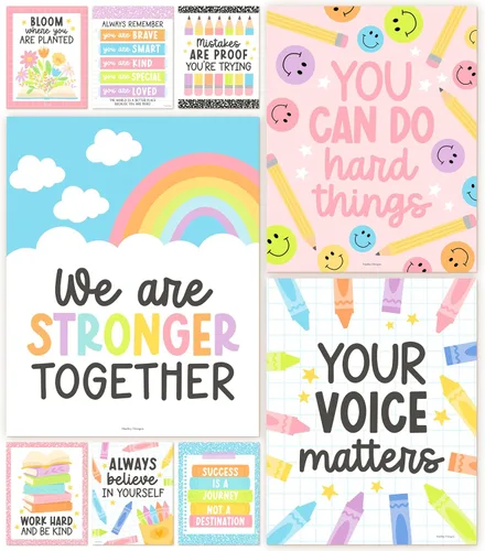Miniatura 20 de Hadley Designs Póster motivacional para decoración de aula, 9 pósteres de aula de mentalidad de crecimiento, decoración de pared inspiradora