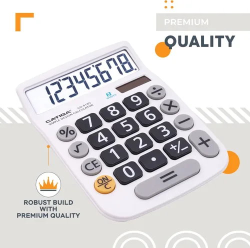 Miniatura 5 de CATIGA Calculadora de escritorio de 8 dígitos con energía solar y pantalla LCD fácil de leer, botones grandes, para el hogar, oficina, escuela
