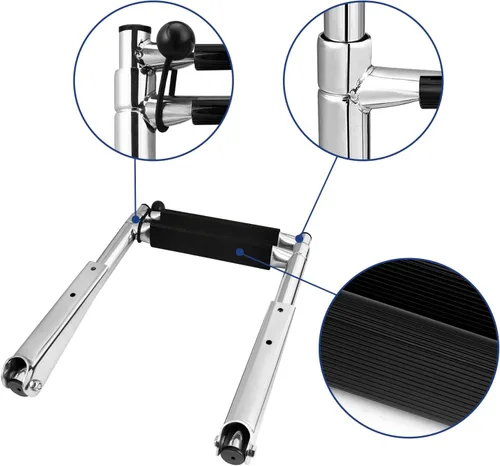 Miniatura 4 de Young Marine Escalera telescópica y plegable de acero inoxidable para barco con estribo de plástico blanco, montaje sobre plataforma