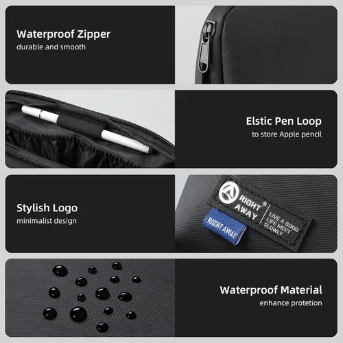 Miniatura 3 de RIGHT AWAY Bolsa de viaje para tecnología de viaje, funda impermeable para cables, organizador de electrónica, bolsa de almacenamiento para Negro