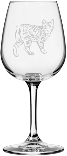 Miniatura 49 de Copa de vino de 12.75 onzas con temática de gato abisinio grabada para todo uso