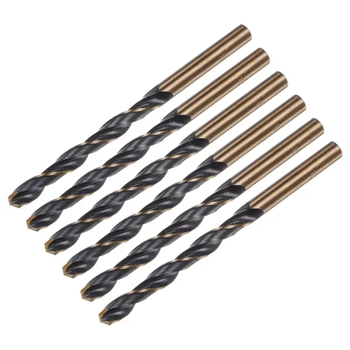Miniatura 10 de uxcell 6 brocas Jobber de 0.118 in de nitruro negro y oro recubierto de titanio 4341 de alta velocidad (HSS) Brocas helicoidales de punto dividido