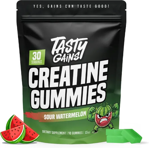 Miniatura 9 de TASTY GAINS Gomitas de Creatina - 90g de Monohidrato de Creatina - Suplementos para Entrenamiento - Construye Músculo y Aumenta la Fuerza