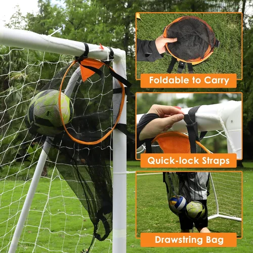 Miniatura 6 de ORIENGEAR Soccer Goal, 12x6/10x6.5/8x6/6x4 Full Size Soccer Goals for Backyard, Soccer Net with Training Discs, Portable Soccer Goal for Kids and