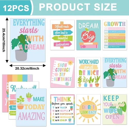 Miniatura 2 de 12 pósteres motivacionales para el aula, mentalidad de crecimiento, arte de pared educativo para profesores, decoración de tablero de anuncios