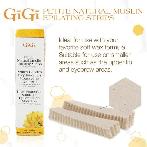 Miniatura 2 de GiGi Tiras de depilación para depilación y depilación, muselina natural pequeña, 100 tiras depiladoras