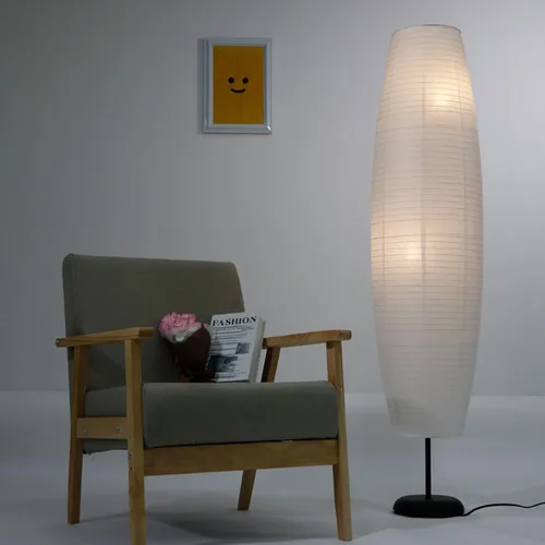 Miniatura 4 de Lámpara de pie de papel de arroz con interruptores de pie, linterna de piso de papel blanco, iluminación ambiental Art Deco, lámpara de pie alta