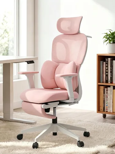 Miniatura 12 de CabLady S1 Petite Silla ergonómica de escritorio para el hogar con reposapiés y reposacabezas, soporte lumbar fijo de respaldo alto con almohada