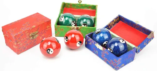 Miniatura 7 de Xiaokeis 2 pelotas de Baoding, bolas chinas para ejercicio de salud, balón de mano de masaje de meditación con caja, pelota de ejercicio de mano