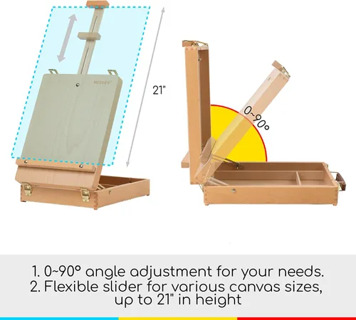 Miniatura 4 de MEEDEN Caballete de mesa para bocetos de arte: caballetes de mesa de madera de haya maciza para pintar lienzo, caballete de escritorio ajustable