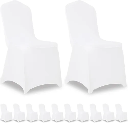 Miniatura 12 de 1 paquete de fundas elásticas negras para sillas de poliéster, elastano, universales, lavables, extraíbles, para bodas, banquetes, eventos, fiestas