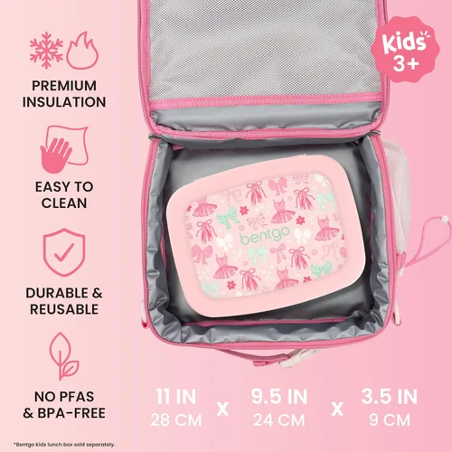 Miniatura 3 de Bentgo Kids Prints Lunch Bag - Double-Insulated, Reusable, for Kids 3+, Adjustable Strap; Holds Lunch Box/Water Bottle/Snacks; Easy-Clean