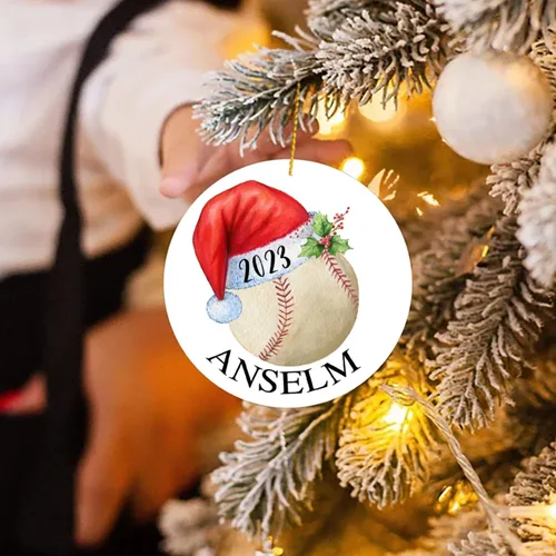 Miniatura 4 de Adorno de Navidad de béisbol para niños, adorno de Navidad personalizado, adorno de jugador de béisbol, adornos para árbol de Navidad 2024, regalo