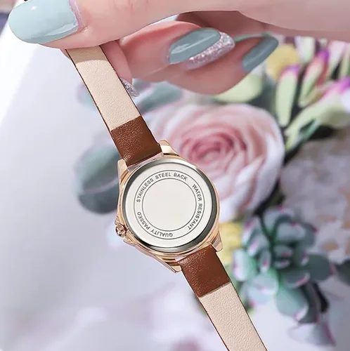 Miniatura 4 de BESTKANG Reloj de pulsera de cuero de moda para mujer, fácil de leer, reloj de pulsera de cuarzo casual resistente al agua, reloj de pulsera pequeño