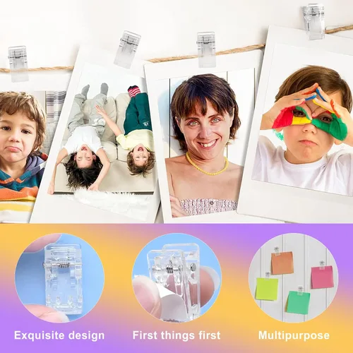 Miniatura 3 de Paquete de 30 clips adhesivos transparentes para pared, ganchos para tiras de comando, ganchos pequeños para colgar fotos, carteles, tapices