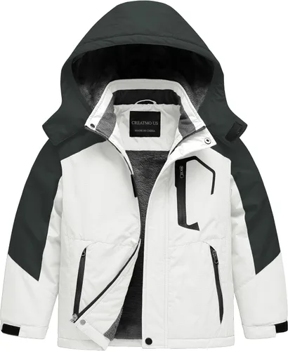 Miniatura 18 de CREATMO US Chaqueta de esquí impermeable para niño, abrigo de nieve cálido para invierno, resistente al viento, chaqueta de lluvia para snowboard