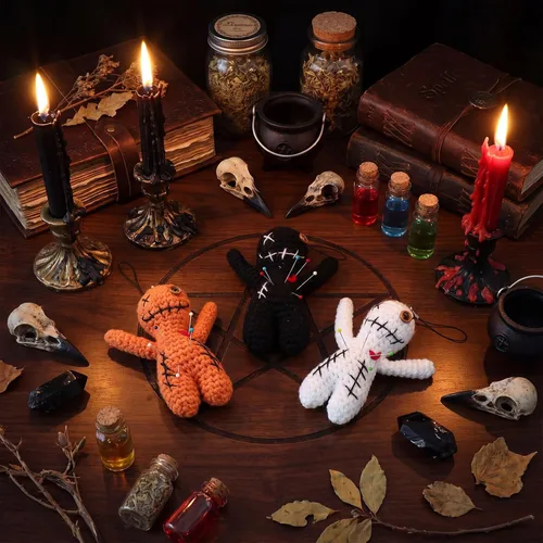 Miniatura 5 de Poen 3 muñecas vudú de terror con 30 pines de calavera, decoración de relleno de Navidad, divertidos adornos inspiradores positivos, regalos