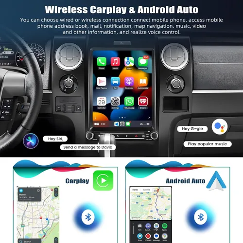 Miniatura 3 de [8 Core 4G+64G] Android 15 Estéreo de coche para Ford F150 2013 2014 con Carplay inalámbrico Android Auto, 12.1 pulgadas pantalla táctil de radio