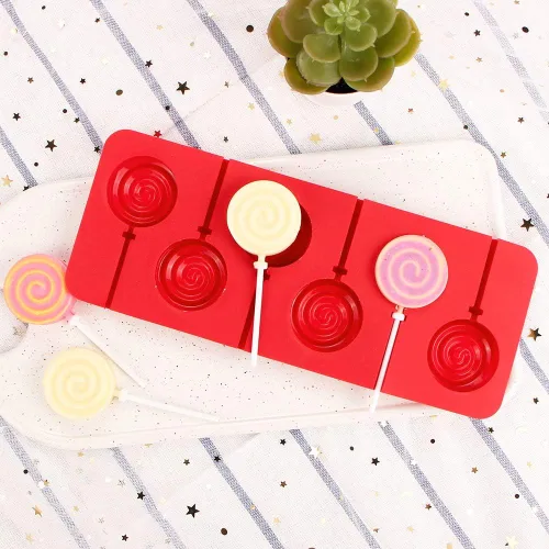 Miniatura 5 de Webake Molde para piruletas con palitos, paquete de 3 moldes para chocolate duro, moldes de silicona con 6 cavidades en remolino