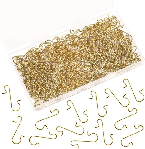 Miniatura 10 de 240 piezas de ganchos de adorno de Navidad, ganchos de alambre de metal negro en forma de S con caja de almacenamiento para colgar decoración