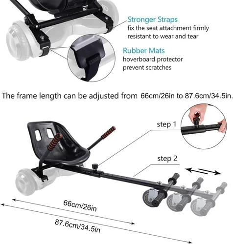 Miniatura 3 de Accesorio de asiento para aeropatineta para aeropatineta de 6.5 a 10 pulgadas, kit de conversión de buggy go kart, accesorio para scooter de Negro