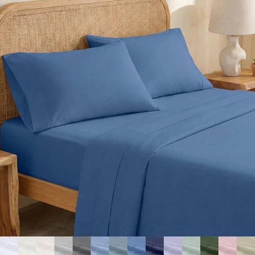 Miniatura 20 de California Design Den Sábanas King con Rayas, 100% Algodón Orgánico Percal, Juego de Sábanas de Bolsillo Profundo King y Fundas de Almohada - Raya