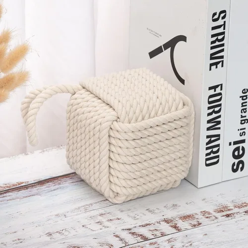Miniatura 7 de Marwood Topes de Puerta con Nudo de Cuerda Decorativos Náuticos Tope de Puerta Marinero Hecho a Mano con Asa, Tope de Puerta Cuadrado