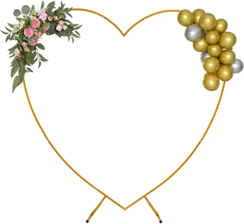 Miniatura 12 de Soporte de arco de globos de 7.7 pies de metal para arco de boda, soporte de telón de fondo, arco de corazón, decoración de fondo floral para Blanco