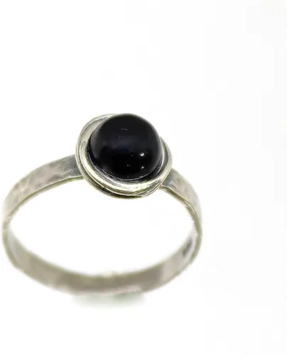 Miniatura 52 de Anillo de plata de ley con piedras preciosas para mujer, anillo apilable de piedra martillada, anillo de piedra natal