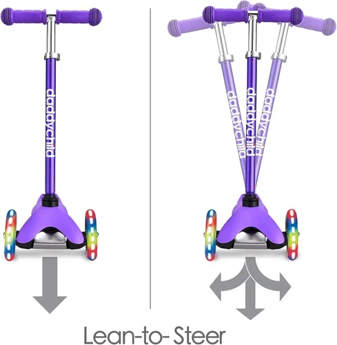 Miniatura 3 de 3-Wheel Kick Scooter for Kids Ages 3-8 Lean-to-Steer Toddler Scooter with Extra Wide Light Up Wheels, 4 Adjustable Heights, Foldable Scooters for