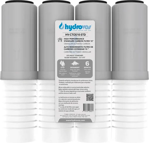 HYDROVOS Filtro de agua para toda la casa de 10 x 2.5 pulgadas, repuesto de filtro de agua de carbono CTO, GAC y PP 2 en 1 de alta eficiencia,