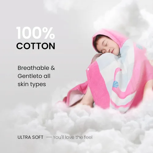 Miniatura 5 de BANGSAUR Toallas de baño de playa con capucha para niños, 100% algodón, 50 x 30 pulgadas, manta envolvente para niños pequeños de 3 a 12 años, Barco