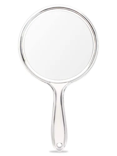 OMIRO Espejo de mano, espejo de mano de doble cara, espejo de aumento 1X/3X con asa, paquete de 1 (transparente)