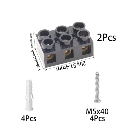 Miniatura 2 de Bloque de terminales 500 V 60 A doble fila 3 posiciones tornillo eléctrico barrera tira bloque