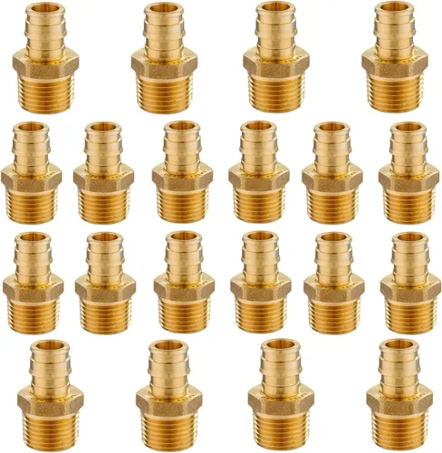 Paquete de 20 accesorios PEX-A, adaptador NPT macho de expansión de latón de 1 x 1 pulgada, adaptador roscado macho F1960 para tubos Pex A, cobre