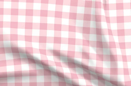 Spoonflower Fabric - Pink Retro Gingham Check Fun Bright Country Cottagecore Farmhouse Printed on Chiffon Fabric Fat Quarter - Sewing Fashion