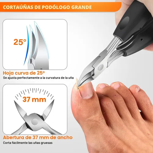 Miniatura 2 de DRMODE Cortaúñas para uñas gruesas de los pies, cortaúñas de mango largo para uñas gruesas para personas mayores con apertura amplia, cortaúñas