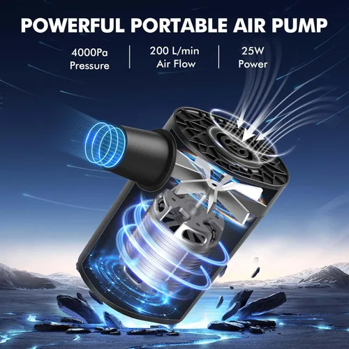 Miniatura 2 de AKSOUL Bomba de aire portátil para inflables: batería recargable de 1600 3600 mAh y bombas eléctricas alimentadas por pilas AA para colchón de aire