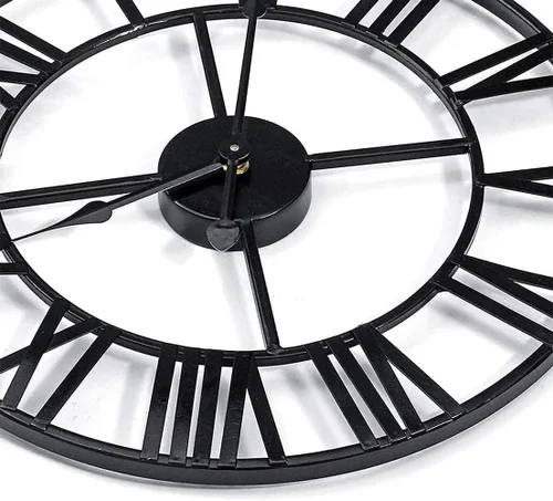 Miniatura 3 de Reloj de pared de metal grande de 30 pulgadas, resistente al agua, para exteriores, reloj retro europeo con números romanos grandes, reloj