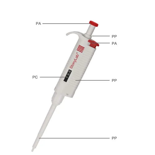 Miniatura 9 de Stonylab Controlador de pipeta de canal único, pipeta de micropipeta de volumen variable ajustable con cono de punta autoclavable para investigación