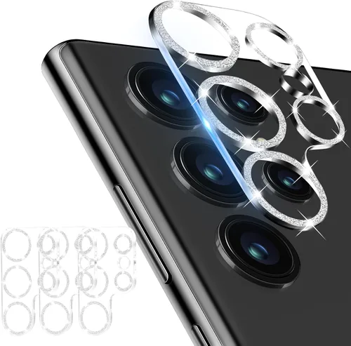 Miniatura 10 de Dengduoduo Paquete de 3 protectores de lente de cámara para Samsung Galaxy S24 Ultra, protector de cámara de vidrio templado 9H, Ultra HD, Todo negro
