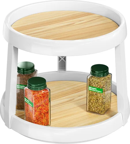 Miniatura 10 de Simple Houseware Organizador de especias Lazy Susan de 2 niveles, 10 pulgadas de diámetro, arce