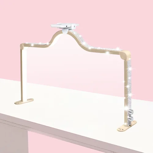 Miniatura 9 de Luz de uñas de 34 pulgadas para escritorio, luz de media luna con atenuación de 3 niveles, lámpara de 3360 lúmenes, ajustable con soporte