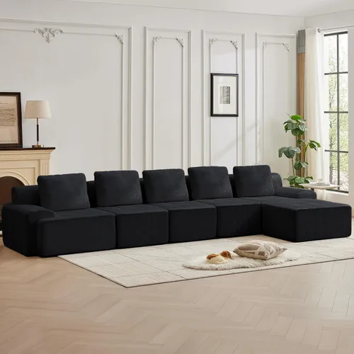 Miniatura 9 de Modular Sectional Sofa with Movable Ottoman, 1 Seat Deep Seat Couch with 1 Pillow, Comfy Cloud Sectional Sofa for Living Room, Bedroom and Apartment