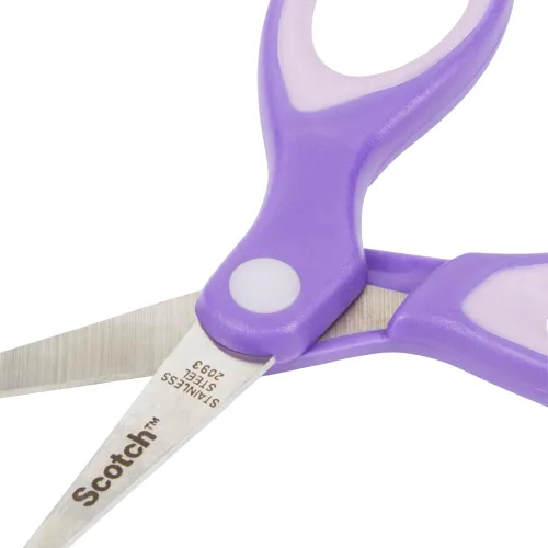 Miniatura 4 de Scotch tijeras de 5" con punta desafilada y tacto suave para niños, color púrpura, paquete de 12 unidades para profesores, ideal para suministros